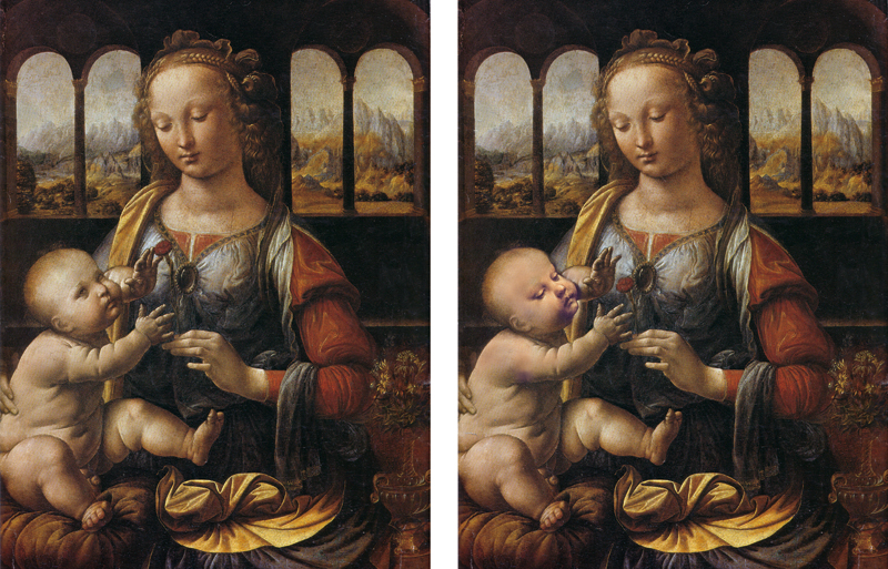Digital restoration Madonna of the Carnation